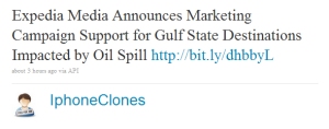 Expedia Oil Spill Help Tweet